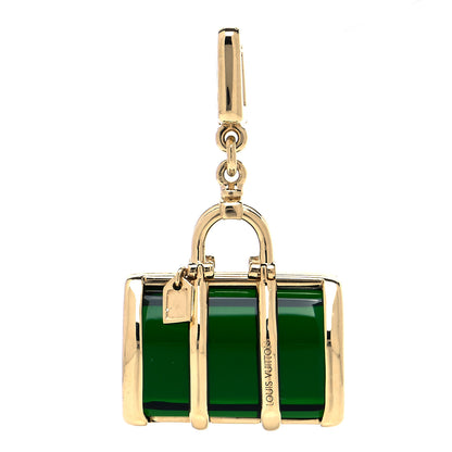 Louis Vuitton 18K Yellow Gold Green Glass Keepall Charm 3 of 5