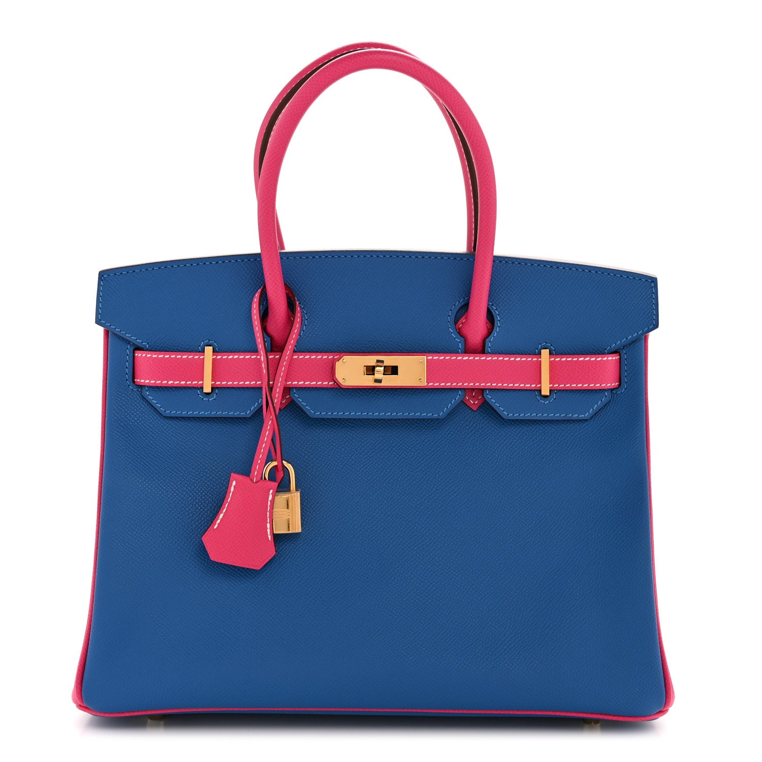 Hermes Epsom Bi-Color Horseshoe Birkin 30 Mykonos Rose Tyrien 1 of 25