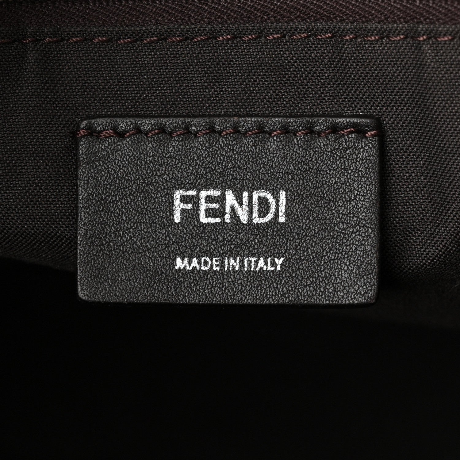 Fendi Glazed Fabric Vitello Century FF 1974 Stamp Patch Shopping Tote Mogano Panna Black 6 of 14