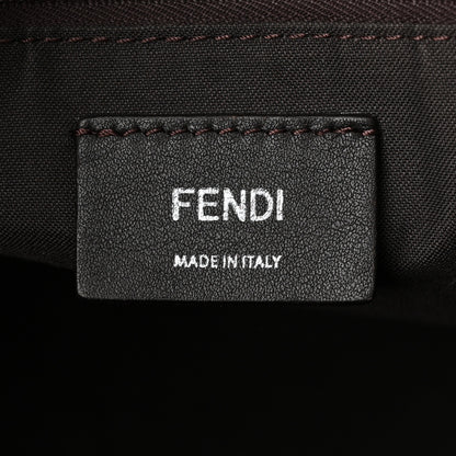 Fendi Glazed Fabric Vitello Century FF 1974 Stamp Patch Shopping Tote Mogano Panna Black 6 of 14