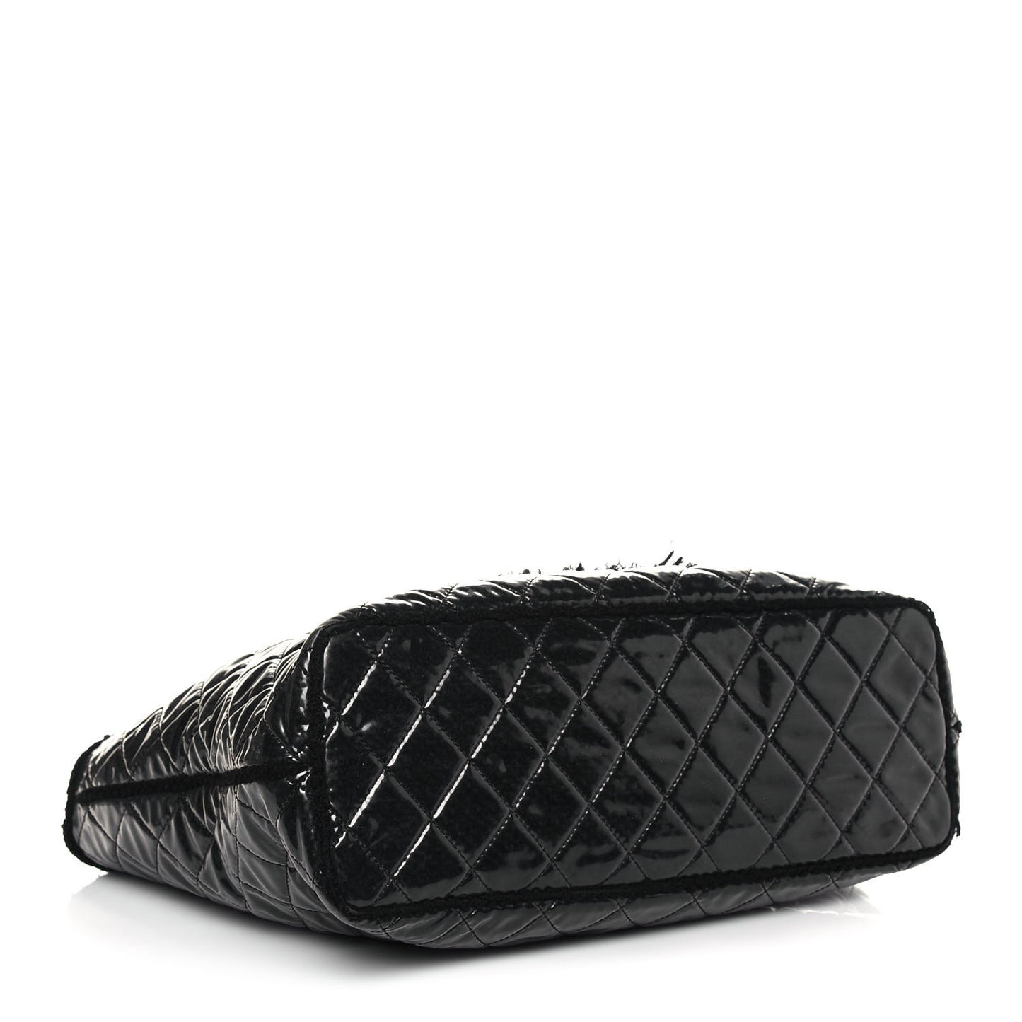 Vinyl Quilted Large Funny Tweed Tote Black