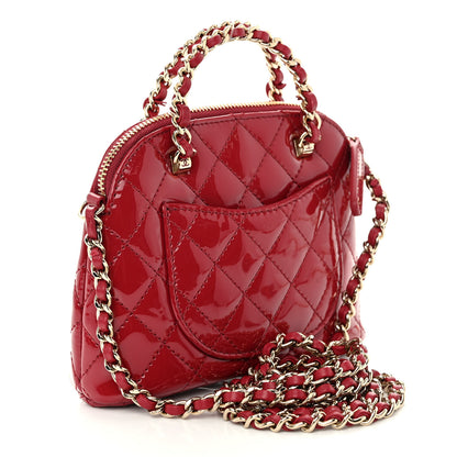 Chanel Patent Calfskin Quilted Shiny Coco Clutch With Chain Red 3 of 10
