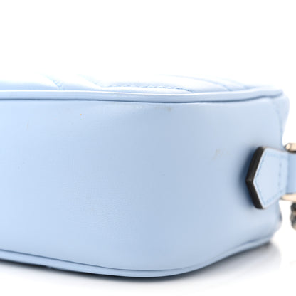Gucci Calfskin Matelasse Mini GG Marmont Chain Shoulder Bag Porcelain Light Blue 10 of 11