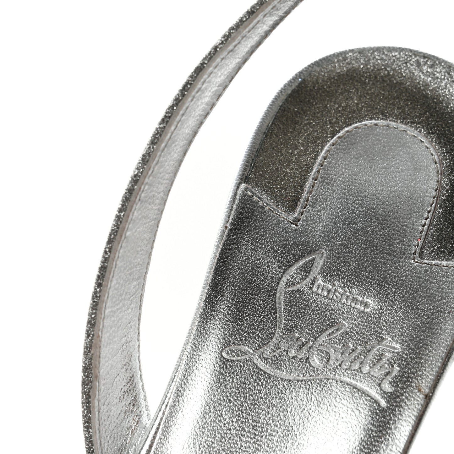 Glitter Calfskin Taralita 85 Thong Sandals 40 Silver
