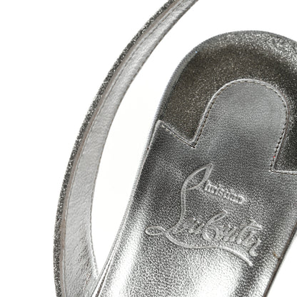 Christian Louboutin Glitter Calfskin Taralita 85 Thong Sandals 40 Silver 11 of 12