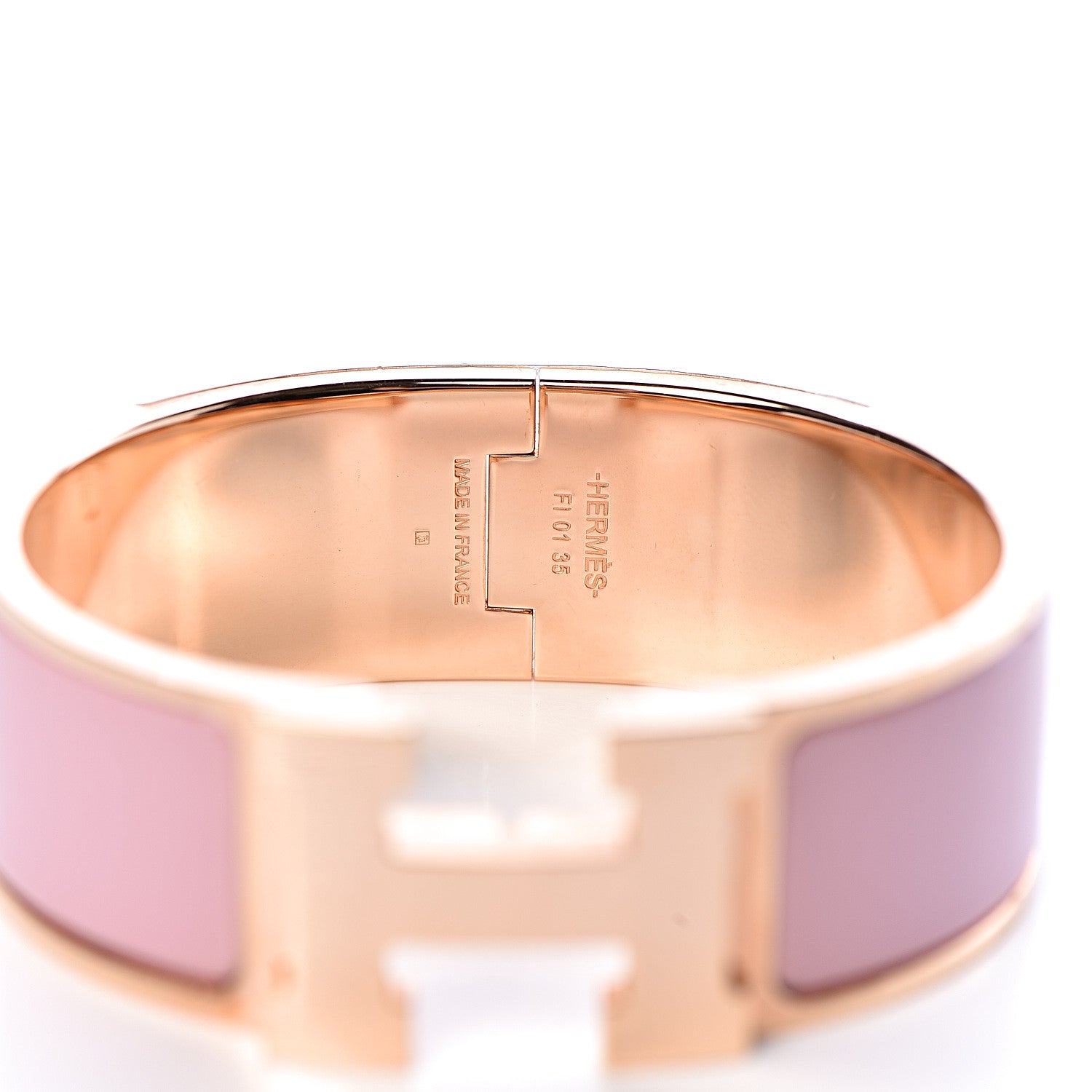 Hermes Enamel Wide Clic Clac H Bracelet PM Rose Nacarat 4 of 4