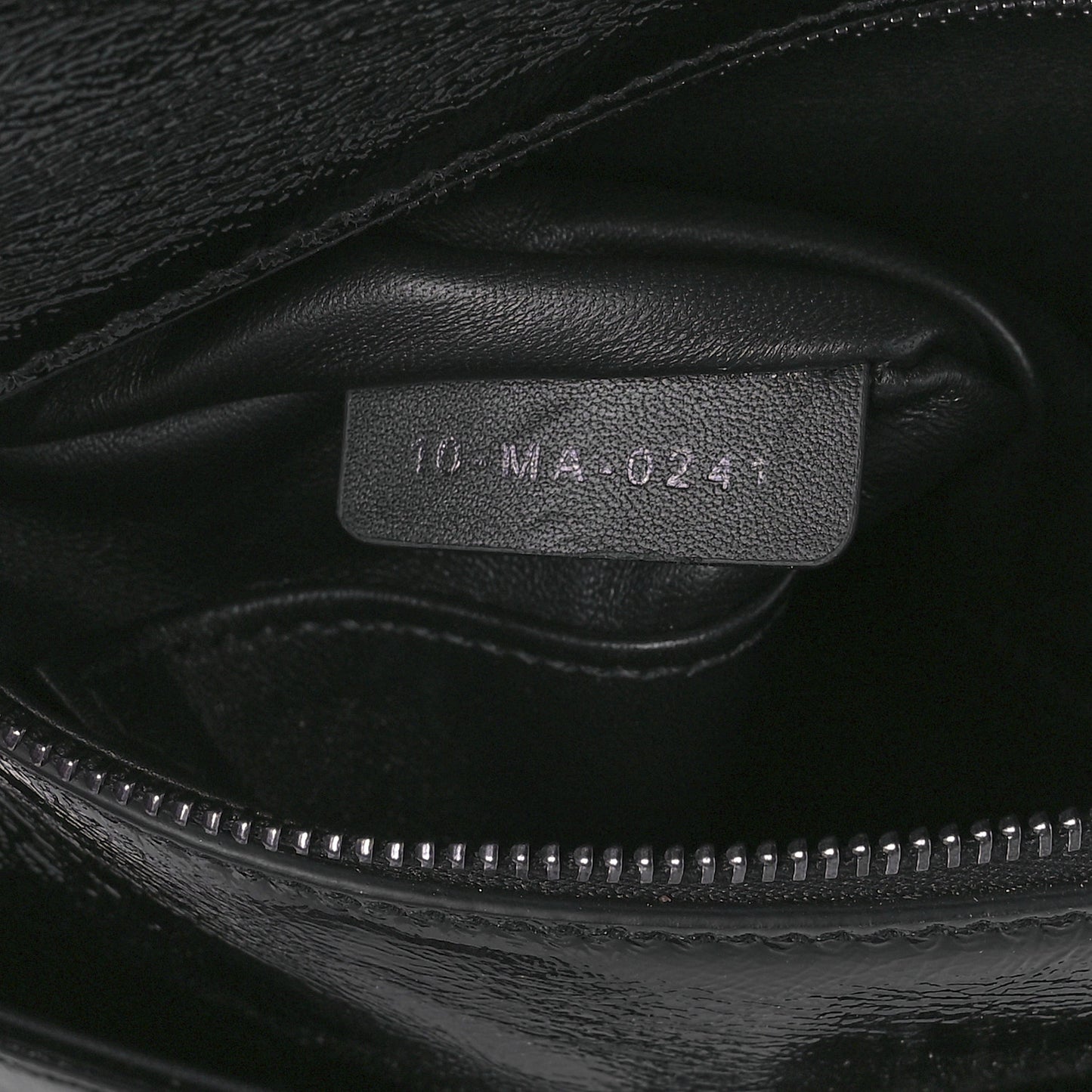 Crinkled Patent Lambskin Medium Diordouble Chain Bag Black