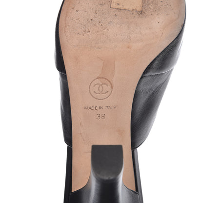 Chanel Lambskin Cap Toe CC Mules 38 Black 7 of 14