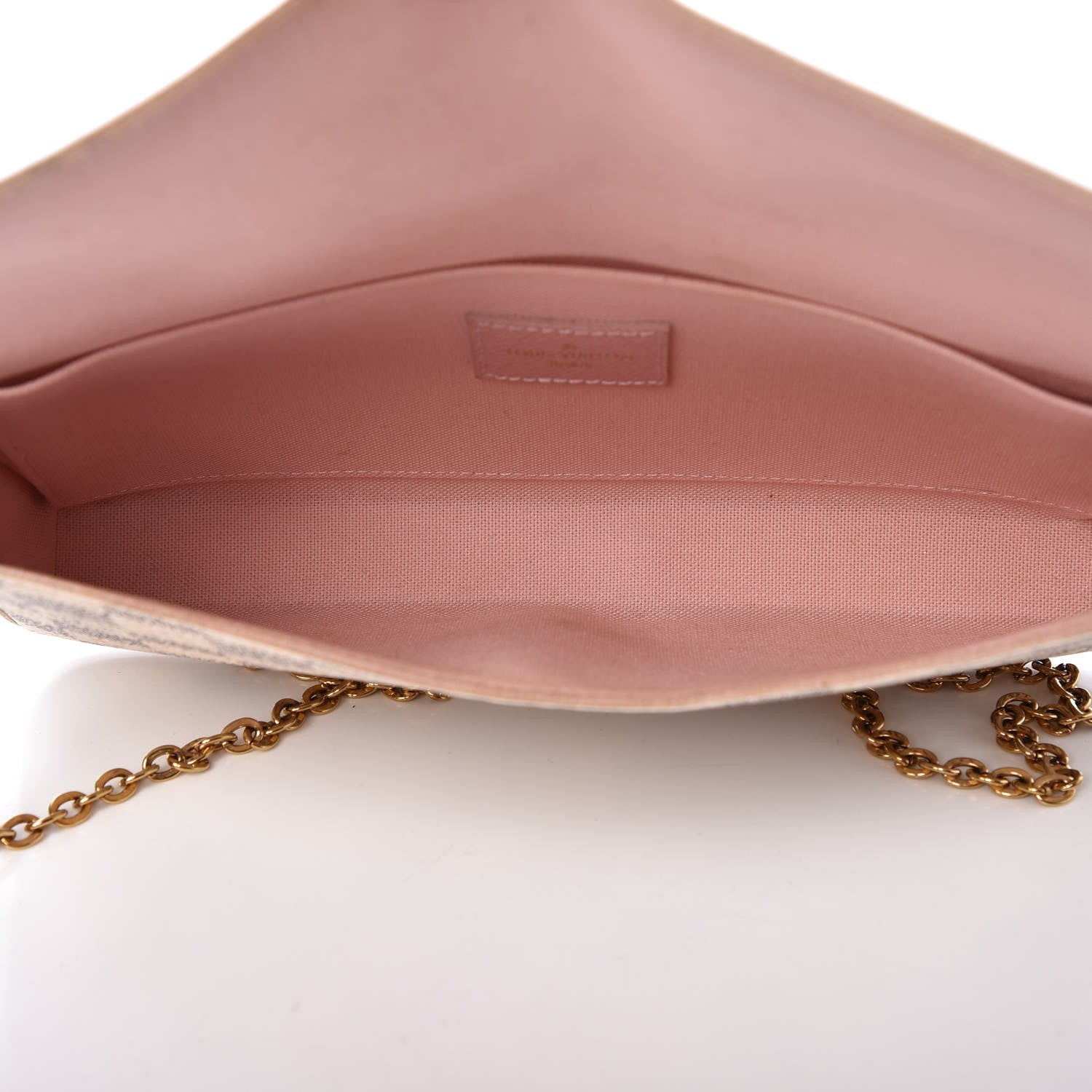 Louis Vuitton Damier Azur Pochette Felicie Chain Wallet Rose Ballerine 6 of 11