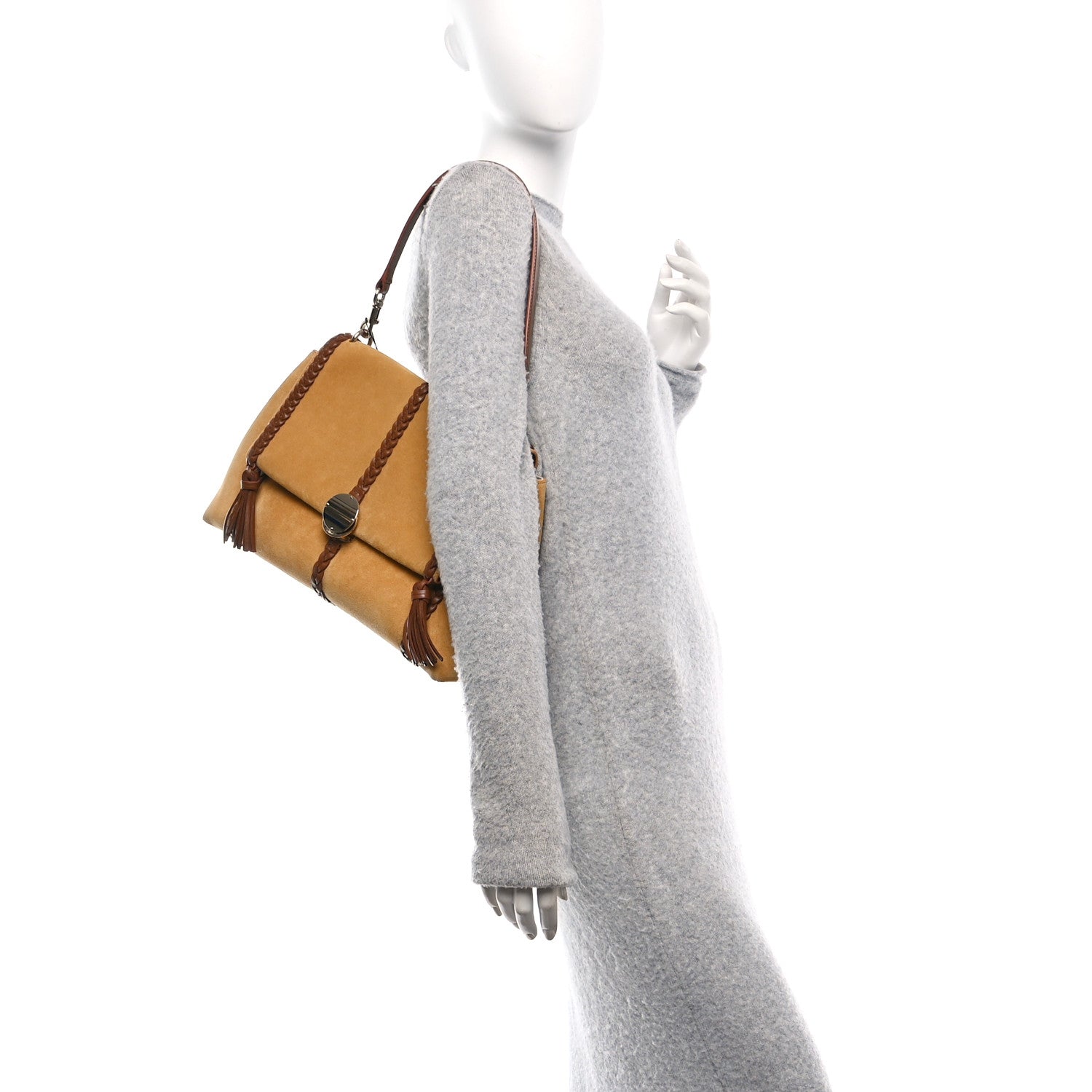 Chloe Suede Calfskin Medium Penelope Shoulder Bag Safari Gold 2 of 10