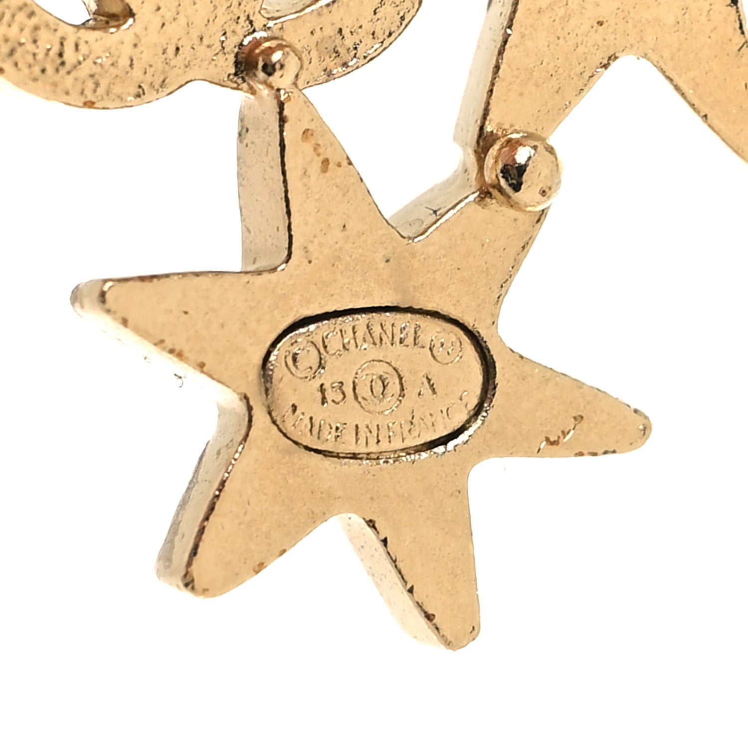 Chanel Crystal Pearl CC Star Earrings Gold 4 of 4