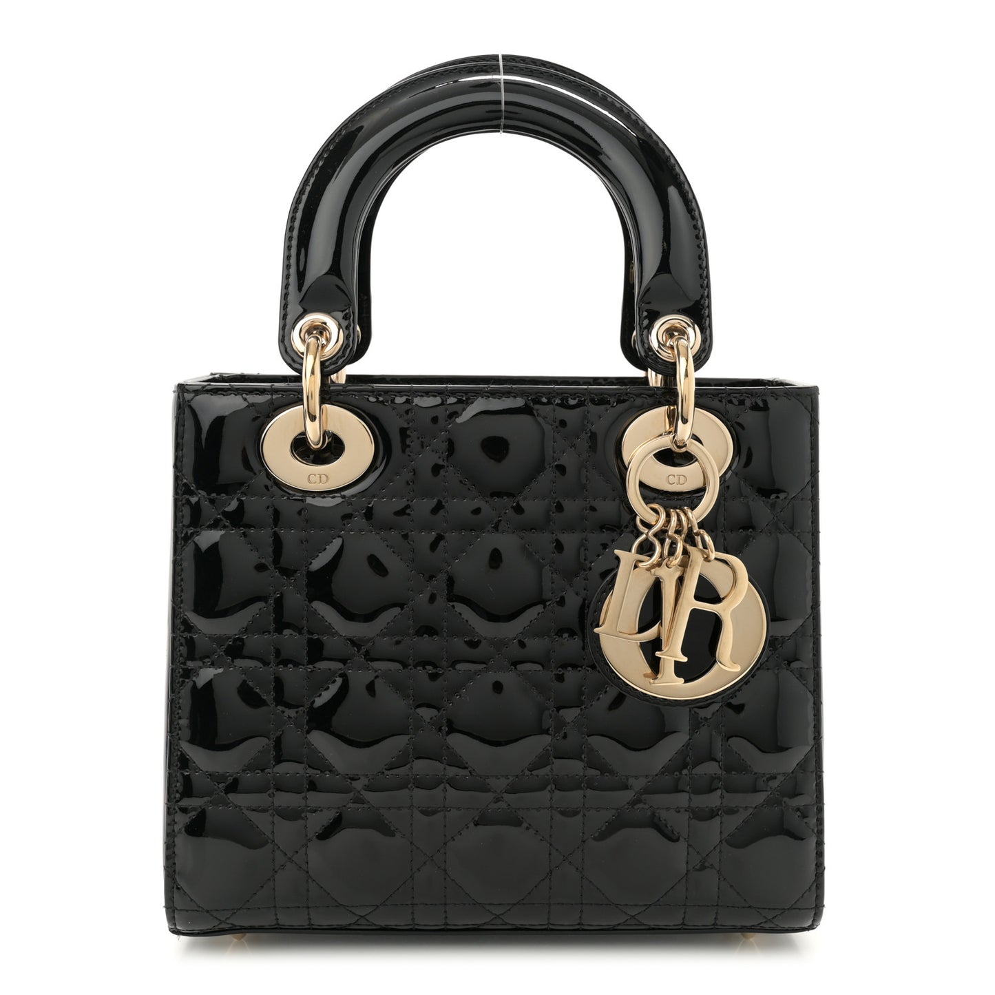 Patent Cannage Small Lady Dior Black