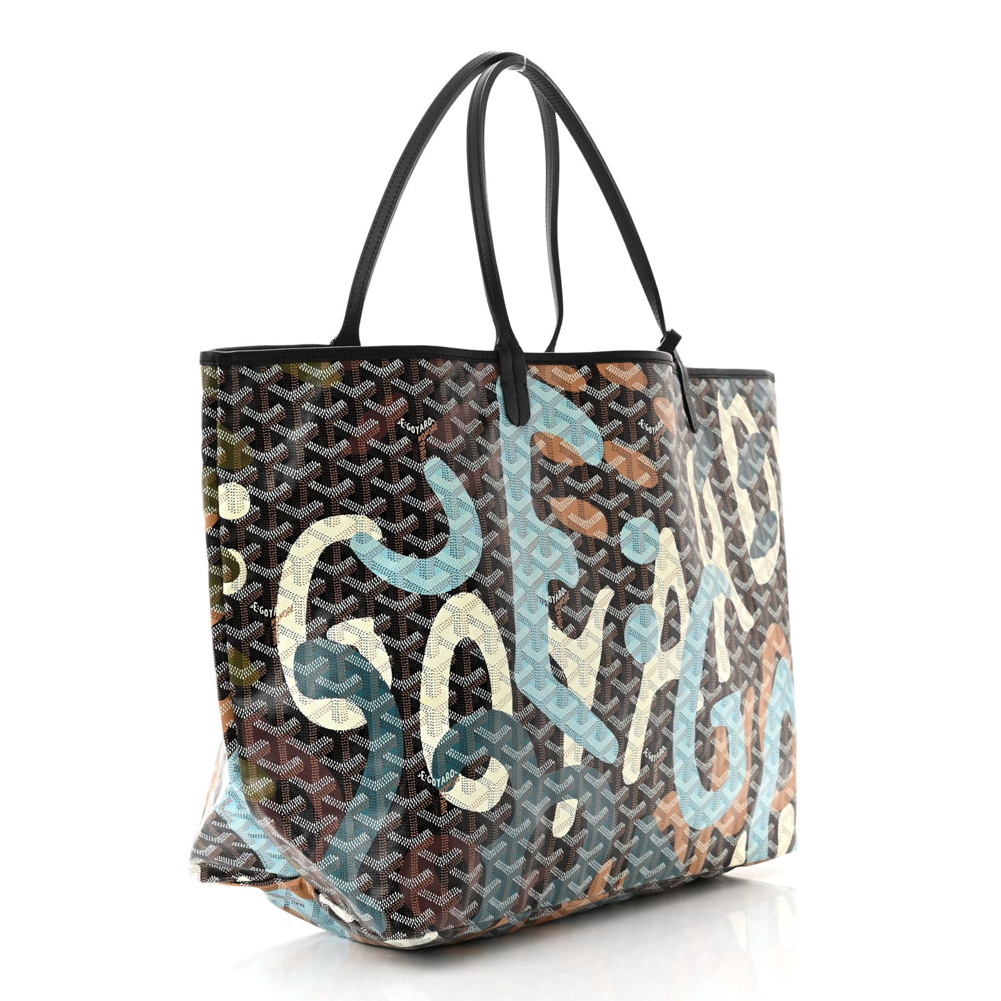 Goyardine Saint Louis Lettres Camouflage GM Black Blue