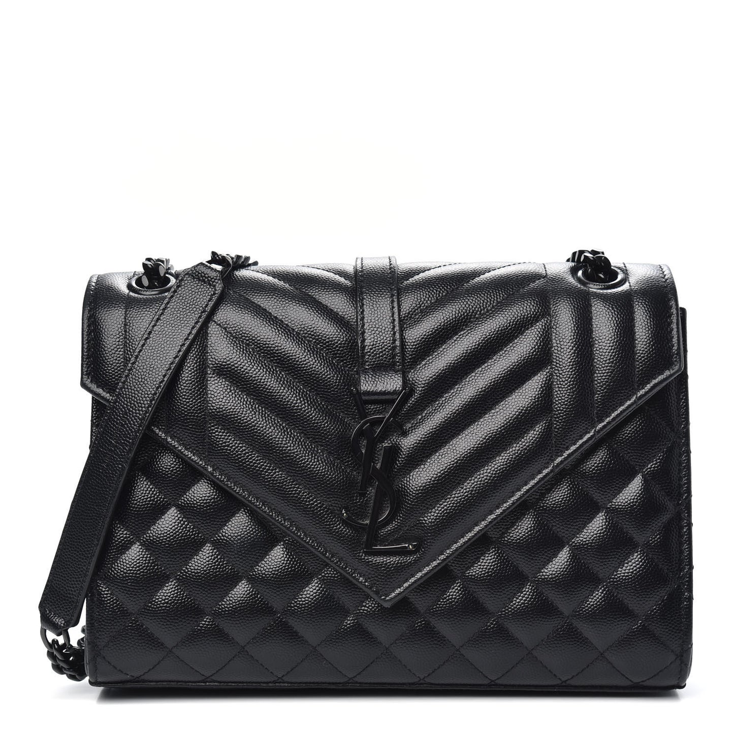 Grain De Poudre Textured Mixed Matelasse Triquilt Medium Monogram Satchel Black