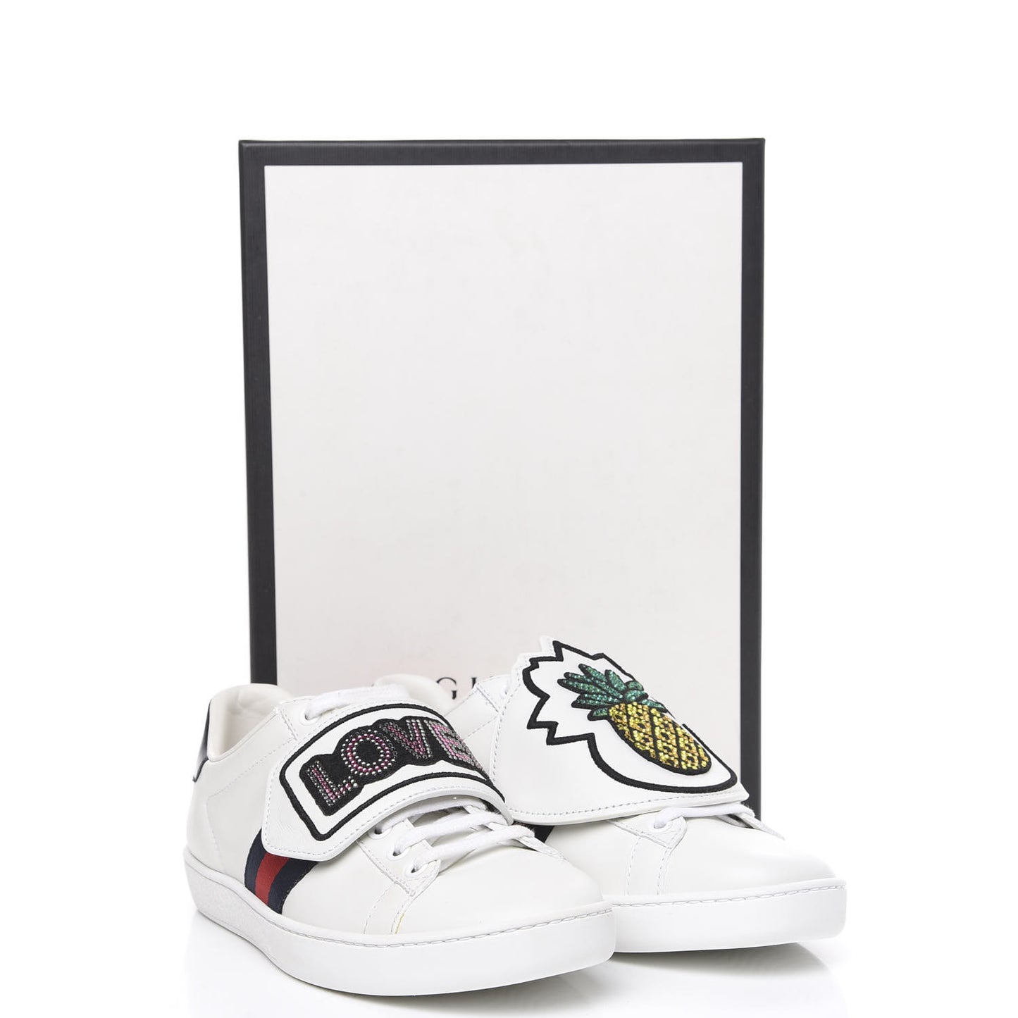 Calfskin Ayers Crystal Web Womens New Ace Pineapple Sneakers 37 White