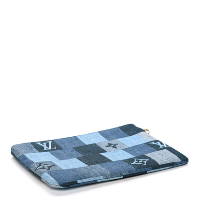 Louis Vuitton Denim Monogram Patchwork City Pouch Blue Rouge 4 of 9