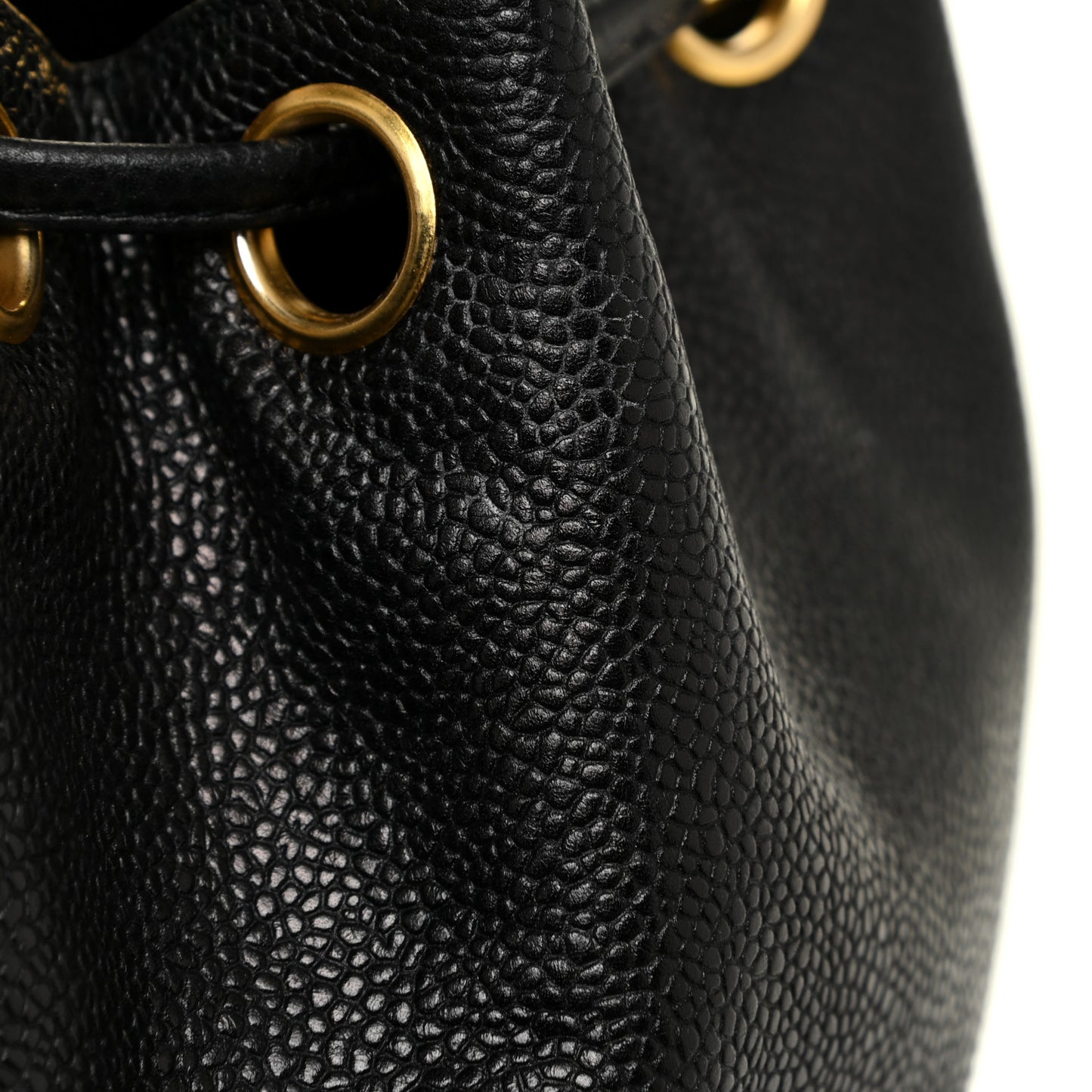 Caviar CC Drawstring Shoulder Bag Black