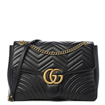 Gucci Calfskin Matelasse Large GG Marmont Shoulder Bag Black 1 of 13