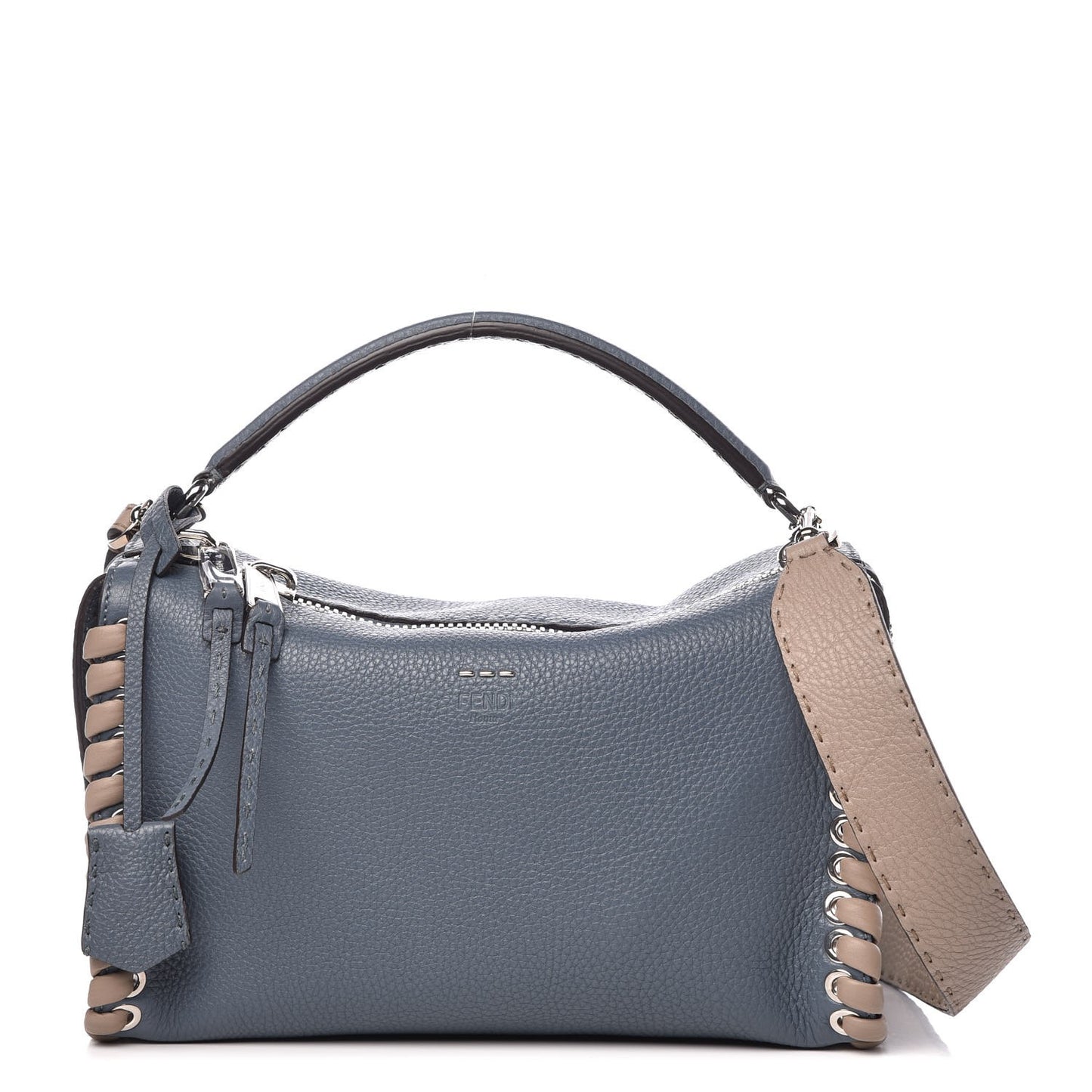 Cuoio Romano Selleria Vitello Dolce Lace Up Lei Boston Tote Tempesta Latte Corda