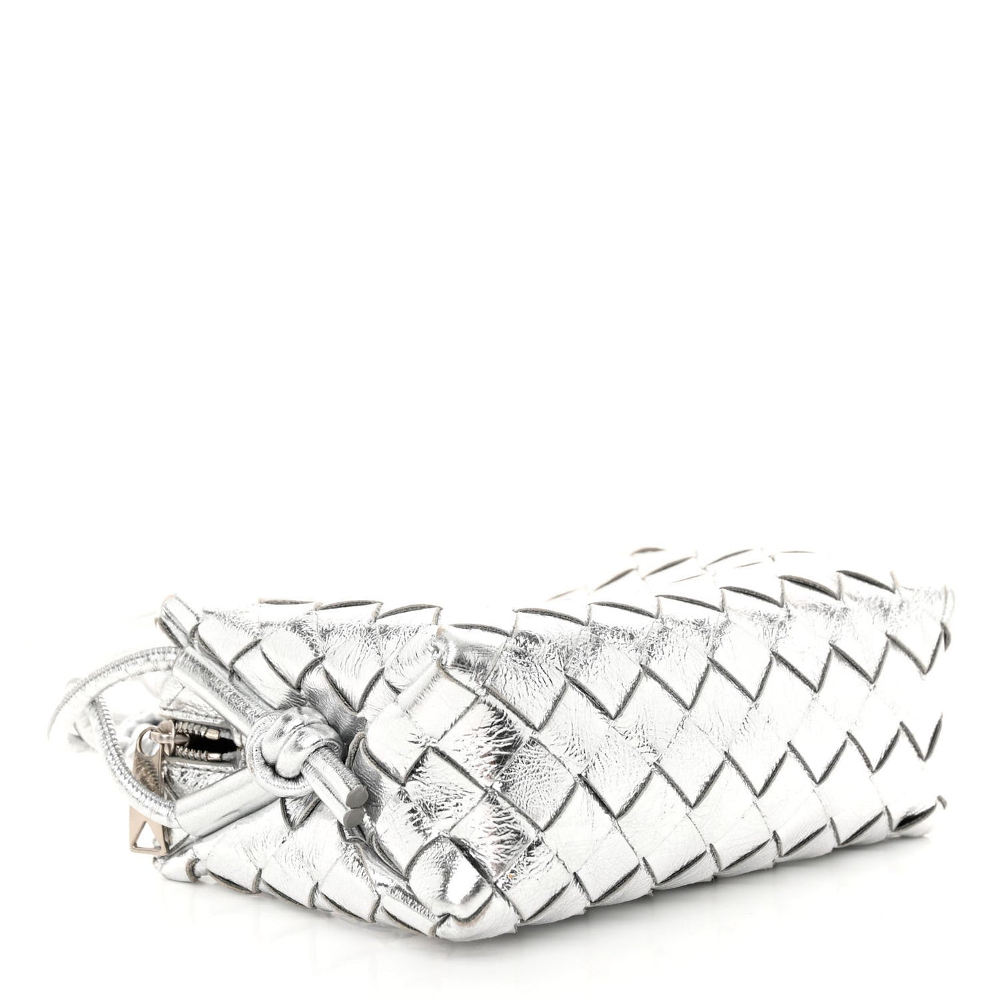 Metallic Nappa Intrecciato Mini Loop Camera Bag Silver