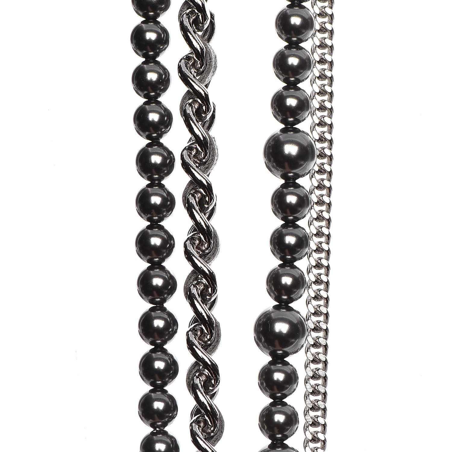 Chanel Pearl Chain Strass CC Long Multistrand Necklace Dark Grey 6 of 6