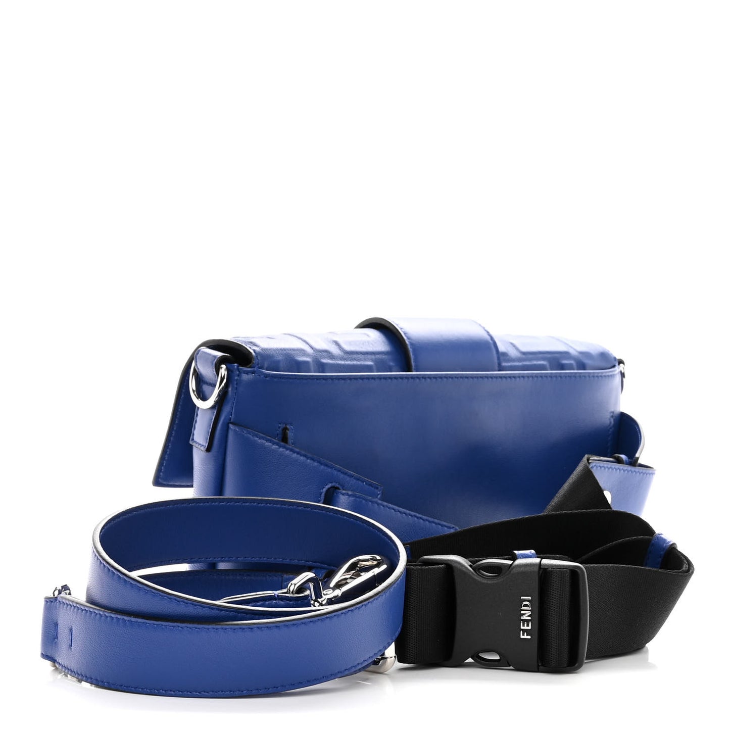 Nappa FF 1974 Embossed Belt Baguette Bag Blue Neon