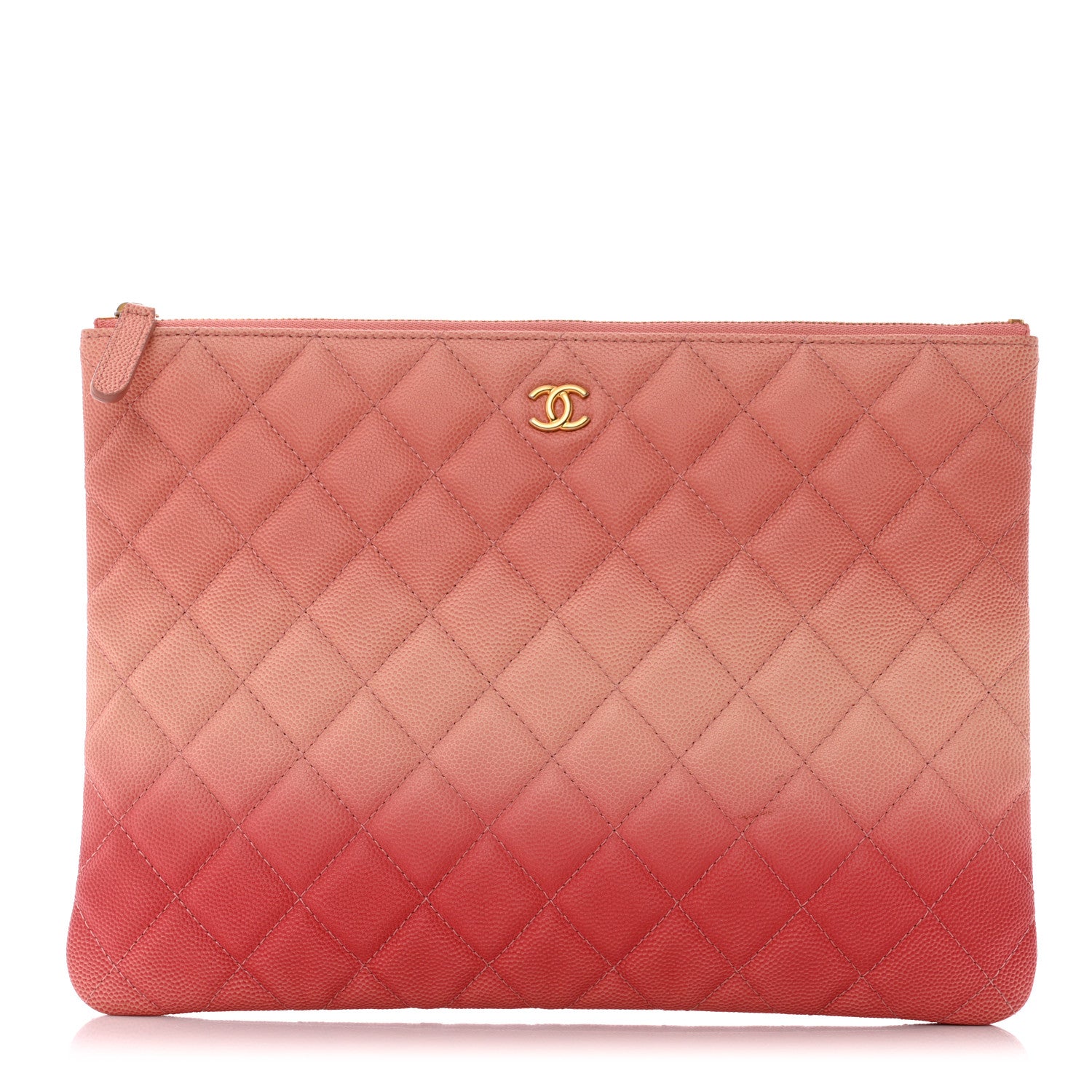 Chanel Caviar Quilted Ombre Medium Cosmetic Case Coral 1 of 8