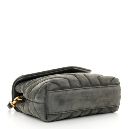 Saint Laurent Suede Y Quilted Monogram Toy Loulou Crossbody Bag Storm 4 of 10