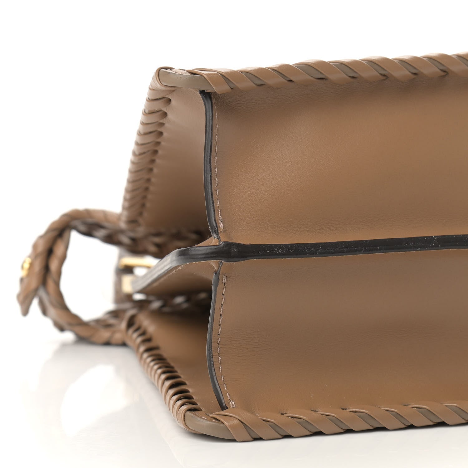 Fendi Vitello King Ceylon Shiny Nappa Woven Small Peekaboo I SEE U Satchel Sand 10 of 11
