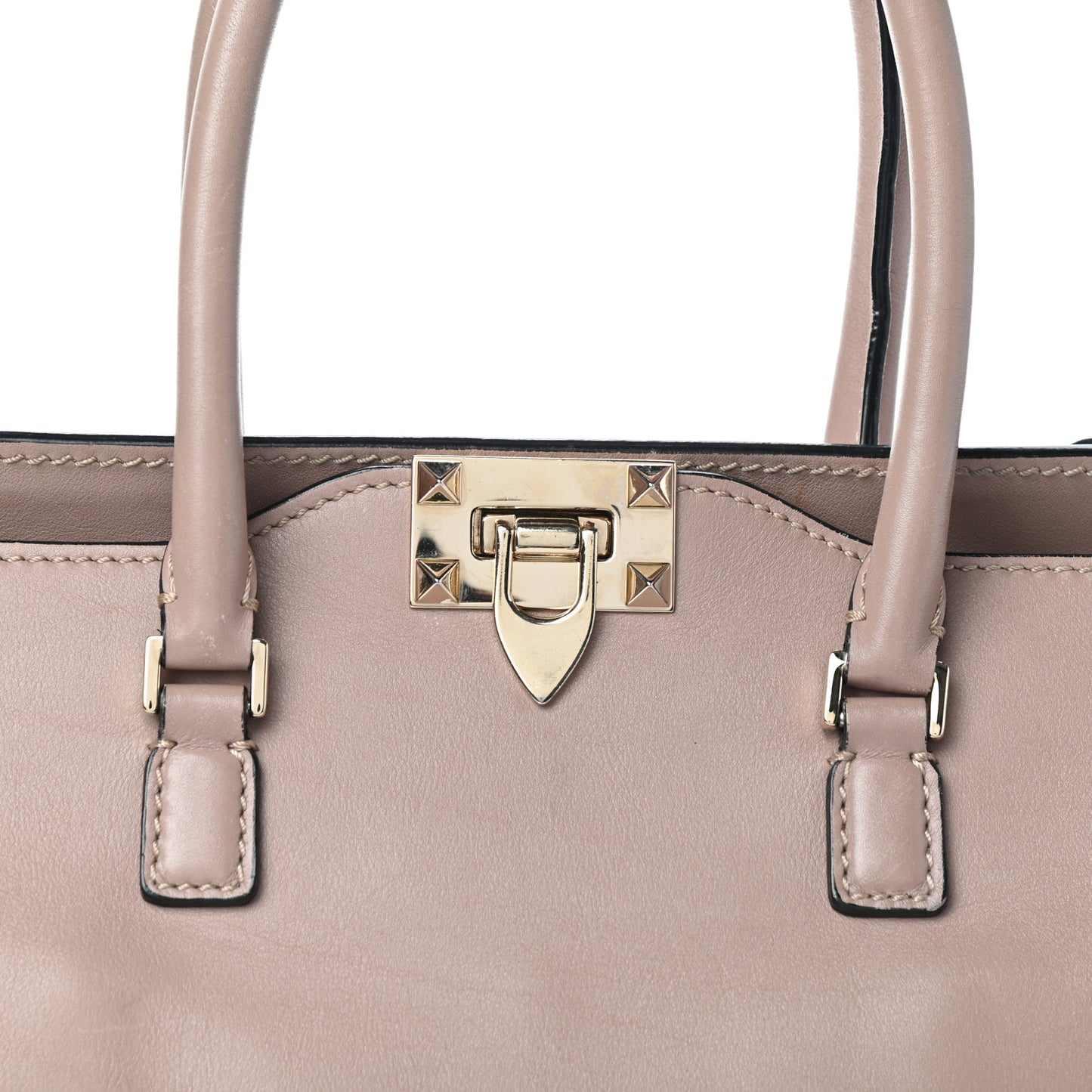 Vitello Rockstud Double Handle Tote Poudre
