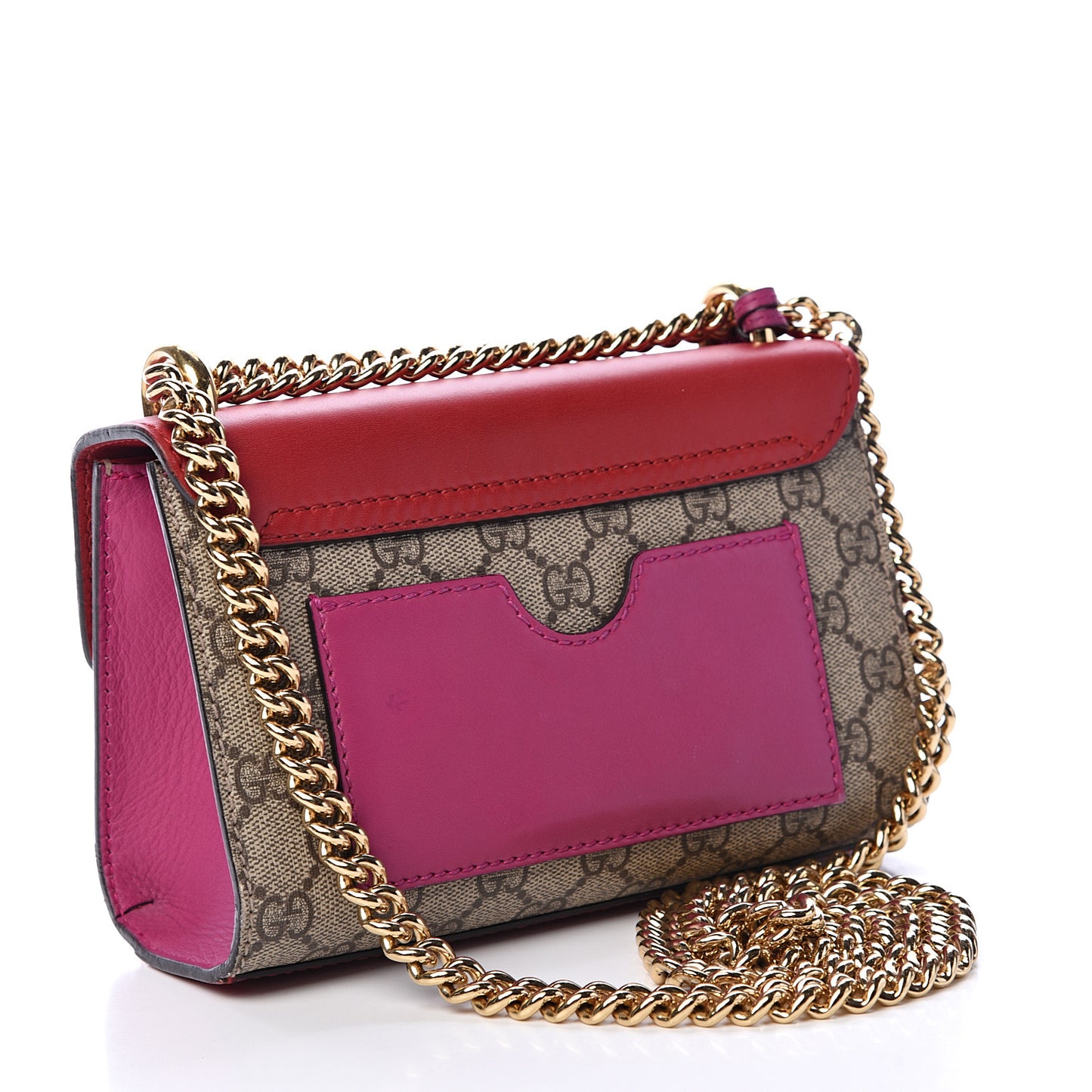 GG Supreme Monogram Calfskin Small Padlock Shoulder Bag Beige Hibiscus Red New Rosette