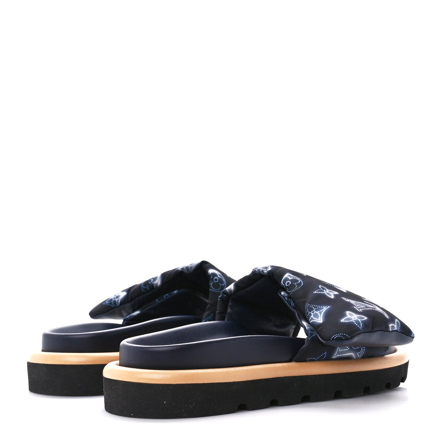 Nylon Monogram Womens Pool Pillow Comfort Mules 35 Navy Blue