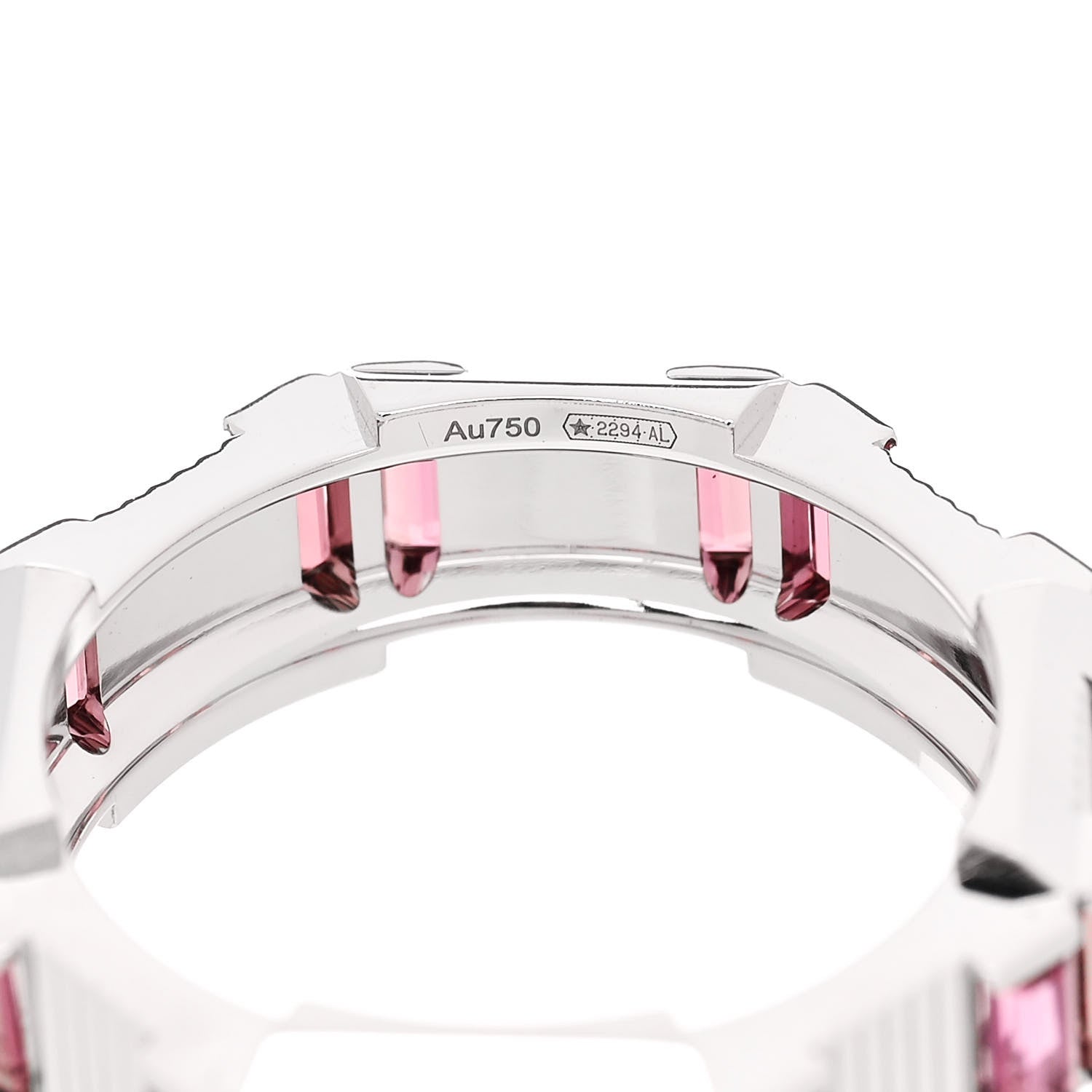 Gucci 18K White Gold Rubellite 7mm Link to Love Ring 53 6.25 5 of 6