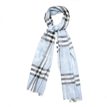 Burberry Wool Silk Giant Check Scarf Dusty Blue 1 of 6