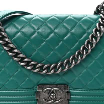 Chanel Lambskin Quilted Medium Boy Flap Green 8 of 10