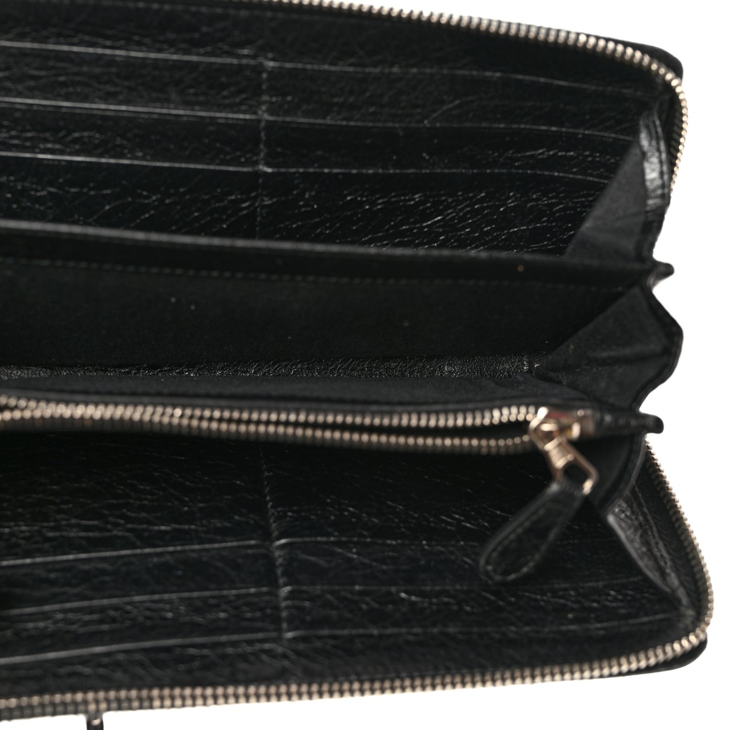 Agneau Giant 12 Silver Hardware Continental Zip Around Wallet Black