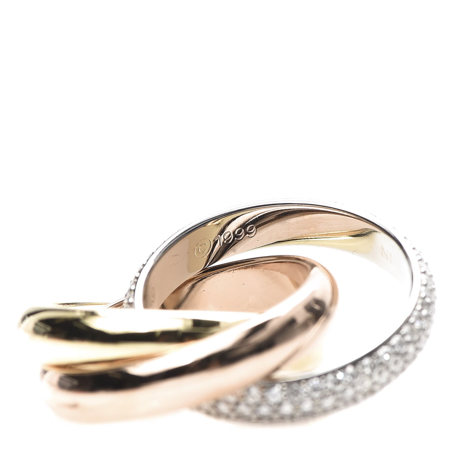 Cartier 18K White Yellow Pink Gold Diamond Classic Trinity Paved Ring 49 4.75 3 of 6