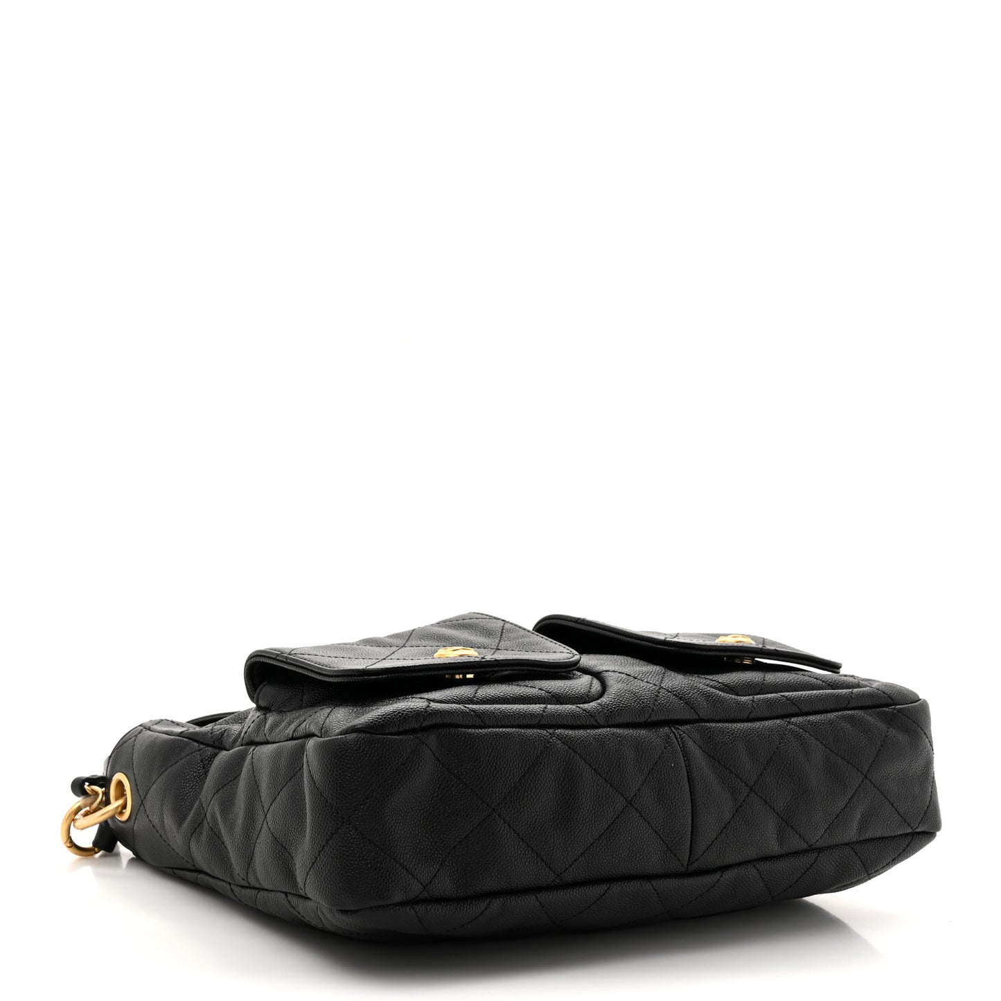 Caviar Quilted Supple Twins Hobo Bag Black