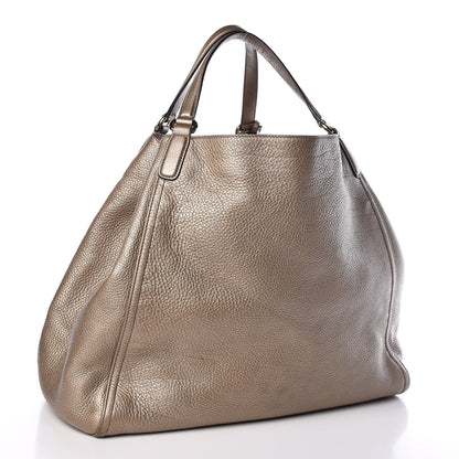 Gucci Metallic Pebbled Calfskin Large Soho Shoulder Bag Golden Beige 3 of 15