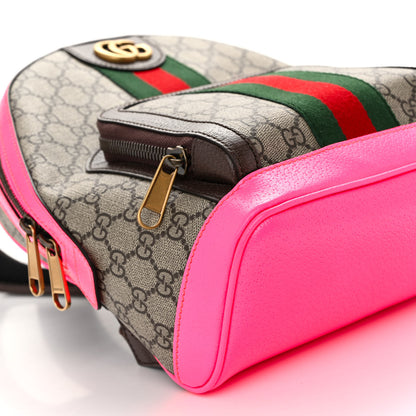Gucci GG Supreme Monogram Textured Dollar Calfskin Web Small Ophidia Day Backpack Beige Ebony Fluorescent Fuchsia 8 of 9