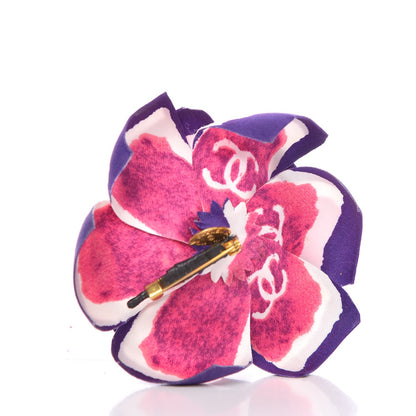 Chanel Crepe Satin Camellia Pin Brooch Pink Purple 3 of 7