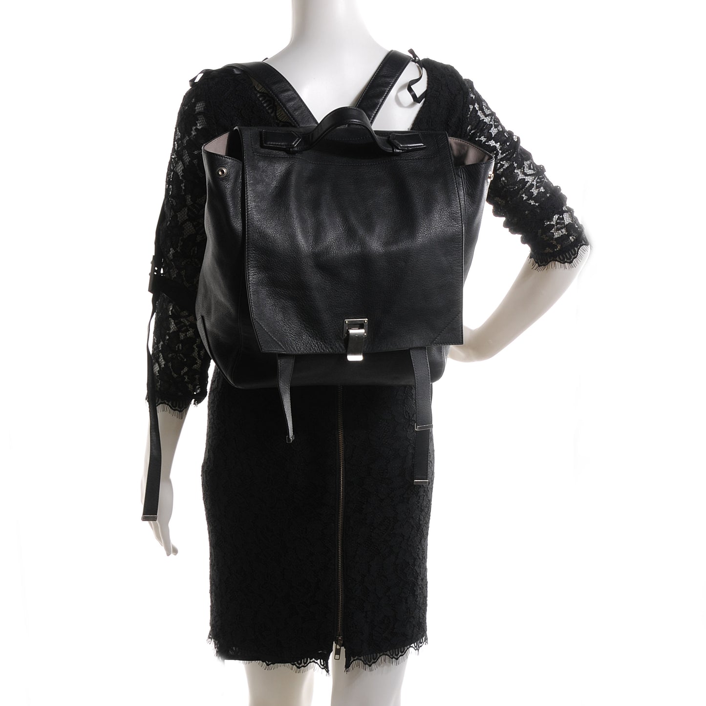 Leather Large Backpack Black