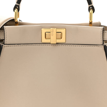 Fendi Vitello Seta Canvas FF Embroidered Mini Peekaboo Iconic Satchel Nuvola 9 of 11