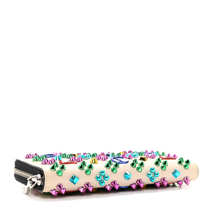 Christian Louboutin Calfskin Panettone Spiked Zip Around Wallet Ivory 4 of 7