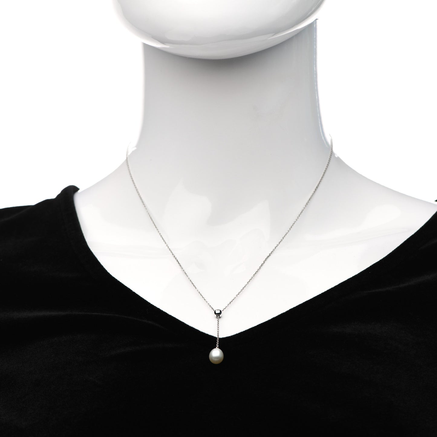 18K White Gold Pearl Drop Pendant Necklace