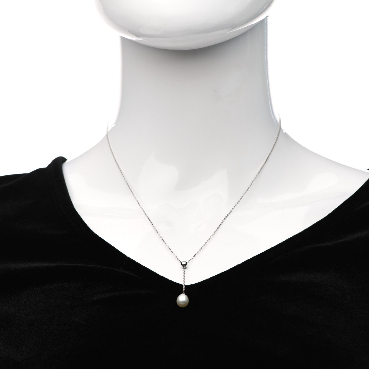Tiffany 18K White Gold Pearl Drop Pendant Necklace 2 of 5