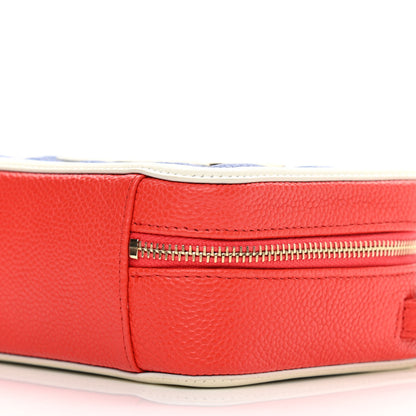 Chanel Caviar Quilted CC Filigree Vanity Clutch With Chain Blue White Red 10 of 11