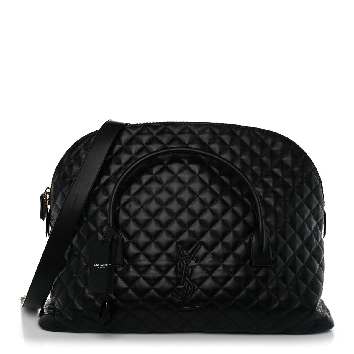 Calfskin Quilted ES Giant Travel Bag Black