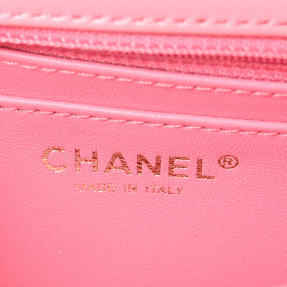 Chanel Lambskin Metal Quilted Twist Top Handle Flap With Chain Light Pink 6 of 10