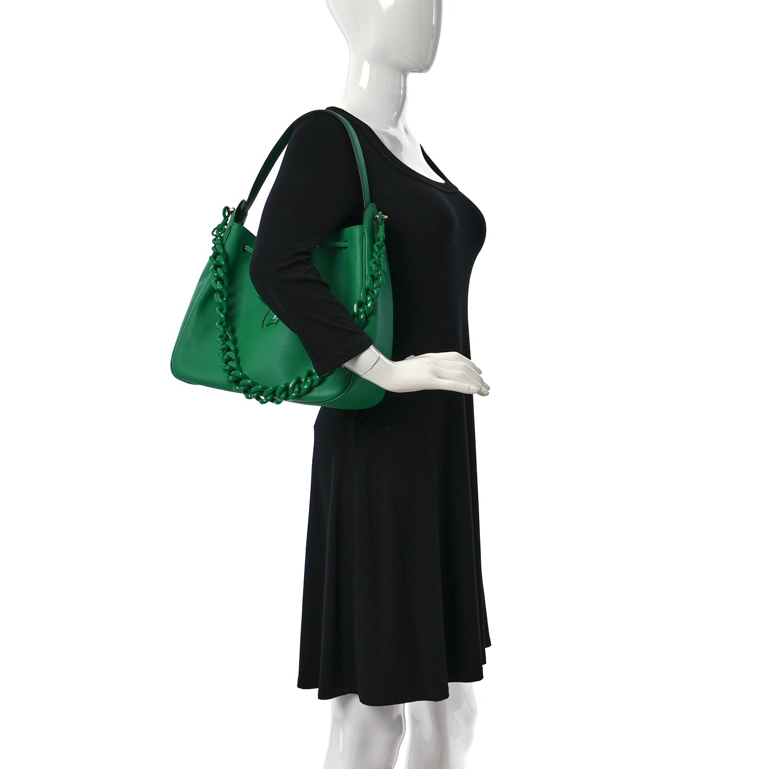 Versace Grained Calfskin La Medusa Bucket Bag Green 2 of 9